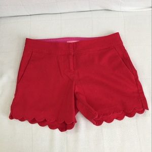 Ladies Red Scallop Shorts